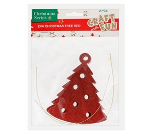 Obrazek Ozdoba dekoracyjna Eva choinka czerwona 2szt