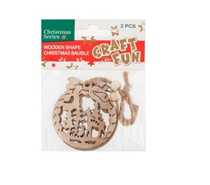 Bild von Ozdoba dekoracyjna drewniana bombka zawieszka 2szt