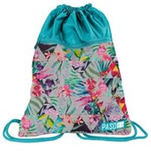 Obrazek Worek na buty turkusowy w kwiaty