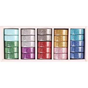 Bild von Taśma ozdobna Washi Tape brokat mix (25szt)
