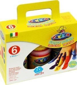 Obrazek Farba do malowania palcami 80ml Carioca temper 6 kolorów