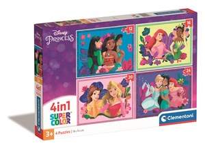 Obrazek Puzzle 4w1 super kolor Disney princess 21517