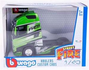 Bild von BBURAGO MODEL STREET FIRE HAULERS CUSTOM CABS VOLVO FH16 MET GREEN 1:43