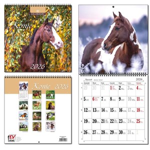 Obrazek Kalendarz 2026 30x60 13 planszowy Konie