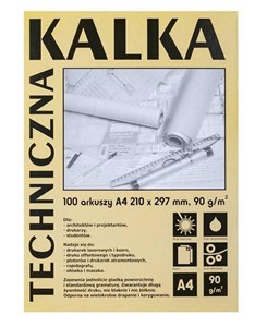 Obrazek Kalka kreślarska A4/100 arkuszy 90g