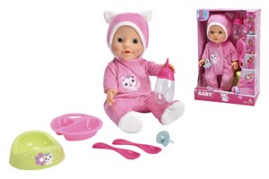 Obrazek Lalka w Kociej piżamce 30 cm + akcesoria