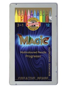 Bild von Kredki Progresso Magic 12 kolorów w metalowej kasetce