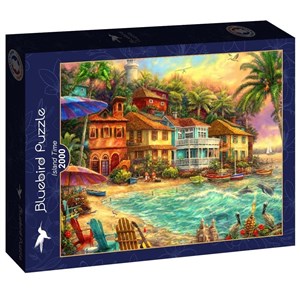 Bild von Puzzle 2000 Kolorowe domki na plaży
