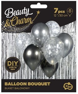 Bild von Bukiet balonowy Beauty&Charm srebrno-.. 30cm 7szt