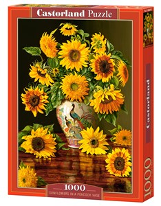 Bild von Puzzle 1000 Sunflowers in a Peacock Vase